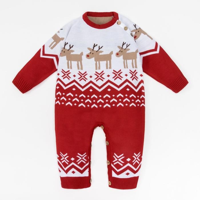 Комбинезон детский вязаный «Крошка Я. Оленята», рост 80-86 см