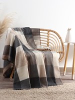 Плед Экономь и Я "Клетка" цв.бежевый, 150*130 см, пл.160 г/м2, 100% п/э, флис