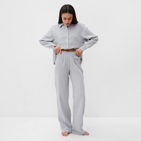 Пижама женская (рубашка, брюки) KAFTAN Basic, размер 52-54, серо-голубая