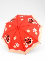Зонт - трость детский «Божья коровка», полуавтоматический, 8 спиц, R=40/47 см, d=80 см, красный
