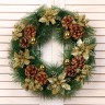 Новогодний венок d-30 см «Зимнее волшебство. Золотое сияние» на дверь, на стену, декор цветы, шишки