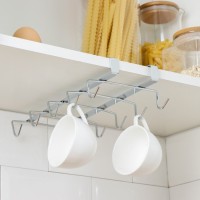 Держатель для кружек подвесной на 10 предметов Доляна, 27.5×14×6.5 см, серебристый