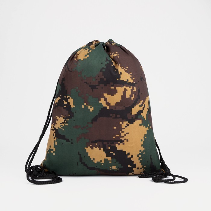 Мешок для обуви на шнурке, цвет тёмно-зелёный/камуфляж Мешок для обуви на шнурке, цвет тёмно-зелёный/камуфляж