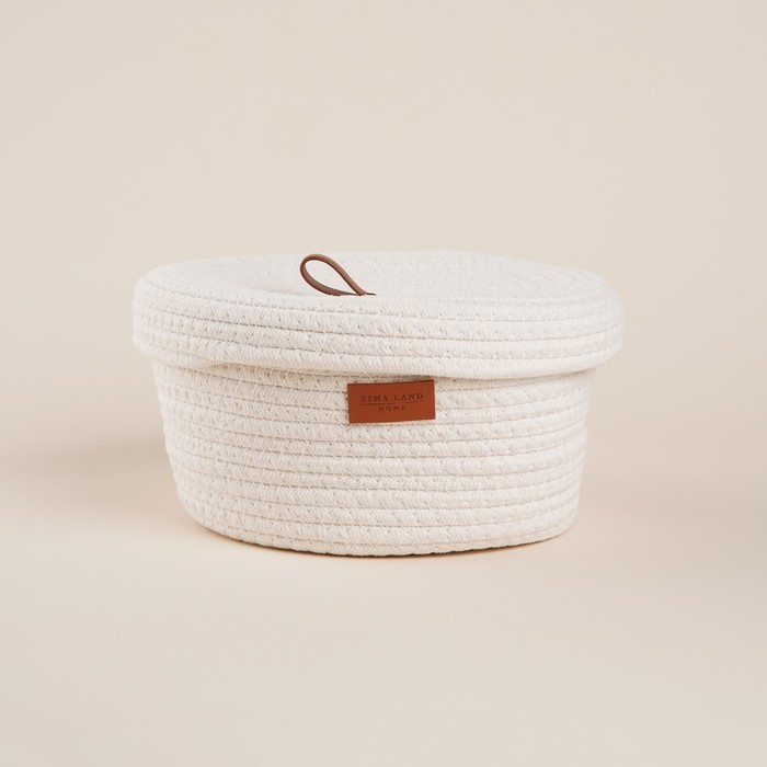 Корзина для хранения SL Home «Бэлл», плетёная, ручной работы, большая, 32×32×16 см, белая