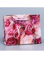 Пакет подарочный ламинированный, упаковка, «С 8 марта», S 12×15×5.5 см