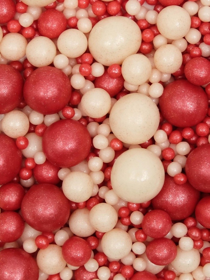 Посыпка кондитерская с мягким центром «Жемчуг»: красный, серебро, 50 г