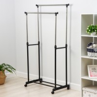 Вешалка - стойка напольная для одежды Доляна, телескопическая, 2 перекладины 80×43×90(160) см