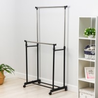 Вешалка - стойка напольная для одежды Доляна, телескопическая, 2 перекладины 80×43×90(160) см