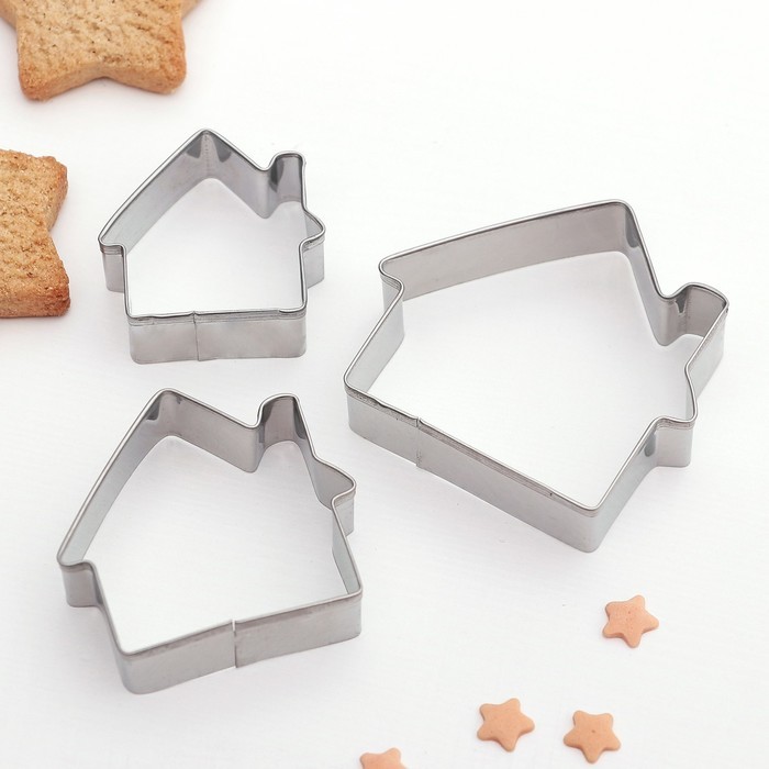 Набор форм для вырезания печенья «Дом», 3 шт