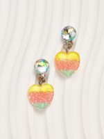 Серьги-клипсы детские «Выбражулька» сердце с кругом кристалл, цветные