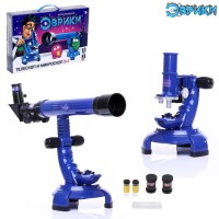 Набор учёного «Телескоп+Микроскоп», 3-х кратное увеличение, световые эффекты, работает от батареек