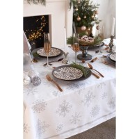 Скатерть новогодняя "Этель" Серебряные снежинки 149х220+/- 3см, 100%хл, 190г/м2