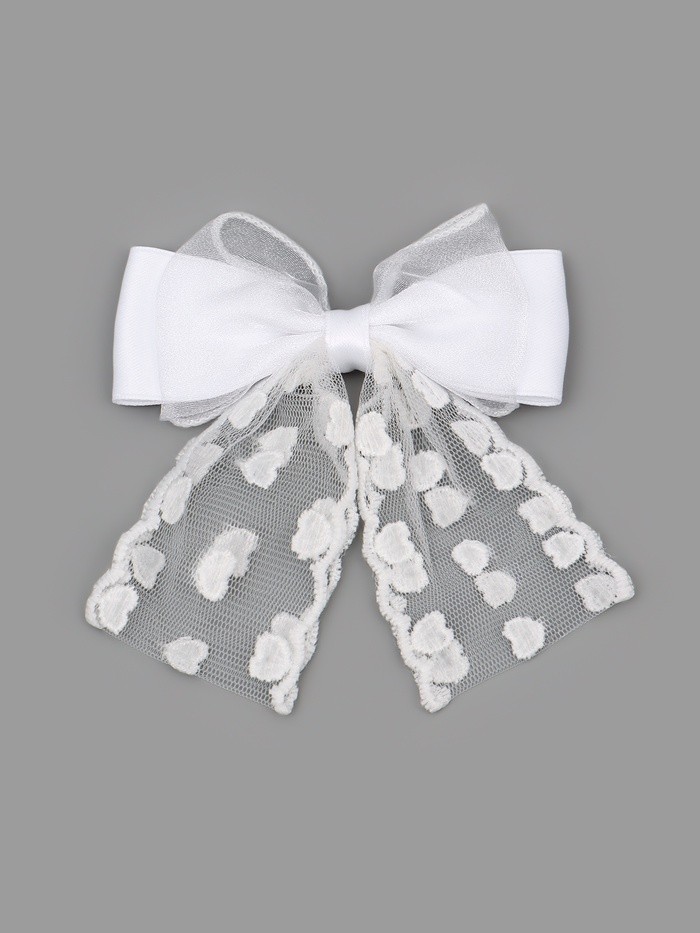 Бант для волос на заколке с лентами «Сердечки», белый, Принцессы Дисней