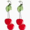 Серьги «Вишни», красный, зелёный в серебре Серьги «Вишни», красный, зелёный в серебре