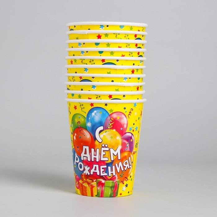 Стакан одноразовый бумажный «С днем рождения», 250 мл Стакан одноразовый бумажный «С днем рождения», 250 мл