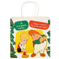 Пакет подарочный, 22×22×11 см, крафт, упаковка, Малыш и Карлсон