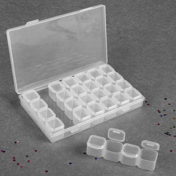 Контейнер для декора, 7 блоков, 4 ячейки, 17,5 × 10,5 × 2,7 см, цвет прозрачный