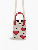 Сумка для телефона «Сердца», на кнопке, с длинным ремнём, белая