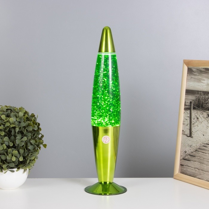 Лава-лампа "Ракета" 1х30Вт Е14-R39 (блестки) зеленый 11х11х41см