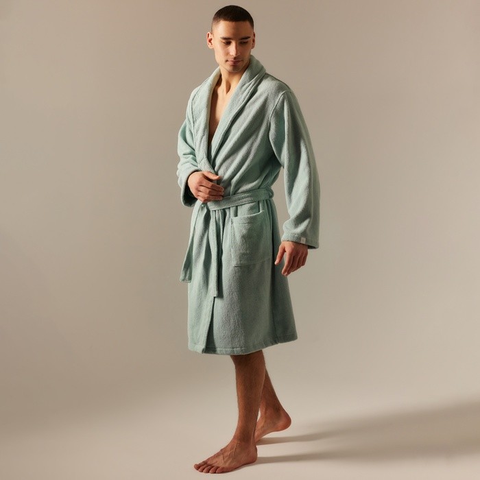 Халат махровый мужской SL HOME: Basic «Аззура», размер M, хлопок 100%, мятный