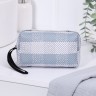 Косметичка на молнии с ручкой, объёмная, маленькая, с принтом «Клетка», серая