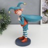 Сувенир полистоун подставка "Малыш-скоморох с мешком" оранжево-голубой 33х12,5х25,5 см