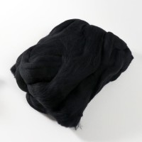 Гребенная лента 100% полутонкая шерсть 100гр (02 черный)