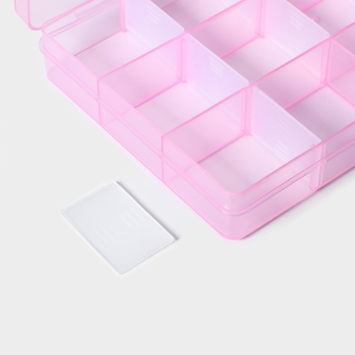 Бокс пластиковый для хранений RICCO, 15 отделений, 17,5×10×2 см, цвет белый