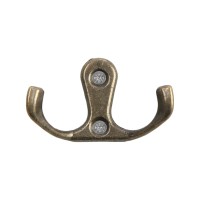 Крючок мебельный ТУНДРА TKd=003, двухрожковый, бронза, 10 шт. TMP