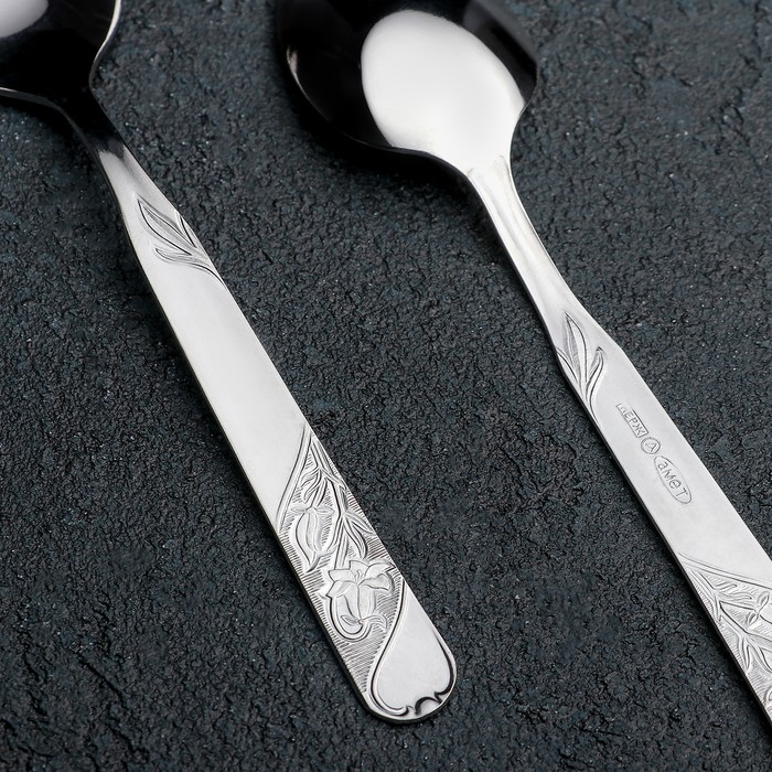 Ложка чайная «Эконом», h=14,5 см, толщина 1,5 мм, цвет серебряный