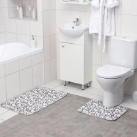Коврики для ванной и туалета Доляна «Галька», 2 шт., 40×49 см, 50×80 см