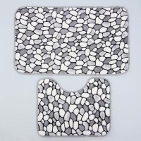 Коврики для ванной и туалета Доляна «Галька», 2 шт., 40×49 см, 50×80 см