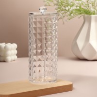 Органайзер для ватных дисков, с крышкой, d=7×7×19 см, прозрачный