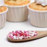 Новогодняя посыпка кондитерская декоративная "Микс": белая, красная, сиреневая, 50 г