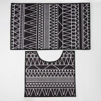 Коврики для ванной и туалета Доляна «Марокканский», 2 шт., 50×80, 40×50 см, чёрно-белые