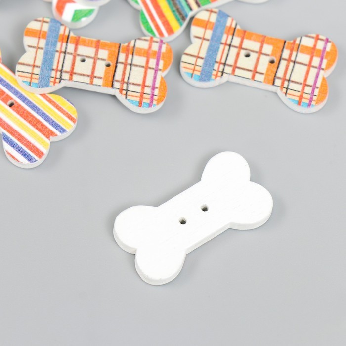 Пуговицы дерево для творчества 2 прокола "Расписные косточки" набор 15 шт 2,8х1,5 см