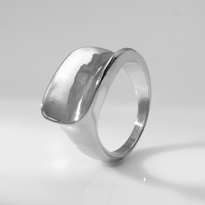 Кольцо металл «Тренд» вогнутый прямоугольник, цвет серебро, размер 16