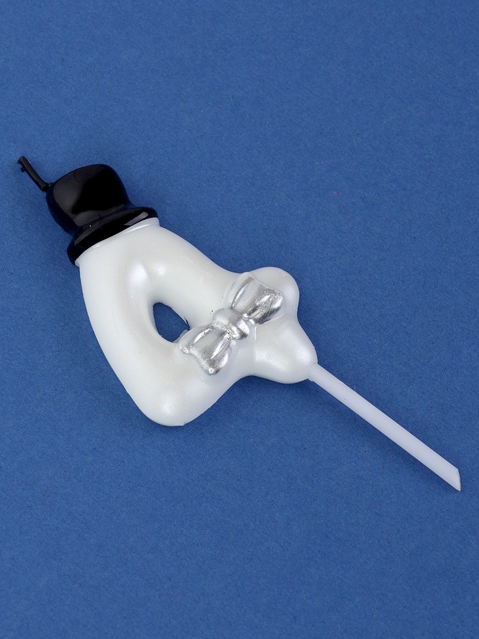 Свеча для торта «Джентельмен», цифра 4, белая