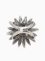 Кольцо для платка «Цветок Астра», белое в чернёном серебре