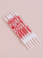 Свечи для торта «Волнистые линии», 6 шт., белые с красным