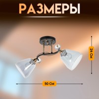 Светильник потолочный BayerLux «Клео», люстра 2×Е27, 40 Вт, чёрный, 50×22×24 см