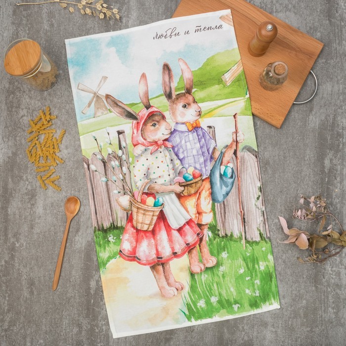 Полотенце пасхальное Этель «Любви и тепла» 40×73 см, 100% хлопок, саржа 190 г/м²