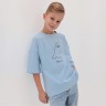 Футболка детская MINAKU: Exclusive print, голубая, рост 122 см