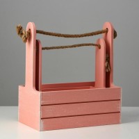 Подарочный ящик «Прованс», деревянный, ручка - канат, розовый, набор 2 шт.