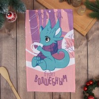Полотенце новогоднее Доляна "Волшебный год" 28х46 см, 100% хл, рогожка 164 г/м2