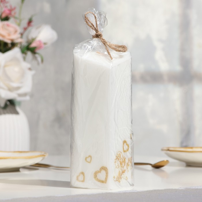 Свеча свадебная "Сердце", 6,8х15 см, белая, домашний очаг Свеча свадебная "Сердце", 6,8х15 см, белая, домашний очаг