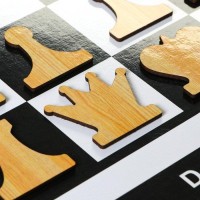 Демонстрационные шахматы 60 х 60 см "Время игры" на магнитной доске, 32 шт, чёрные