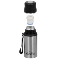 Термос Мастер К «гильза», 600 мл, с кружкой, сохраняет тепло до 8 ч, нержавеющая сталь, серебристый