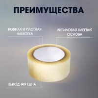 Лента клейкая ТУНДРА, прозрачная, 40 мкм, 48 мм × 66 м
