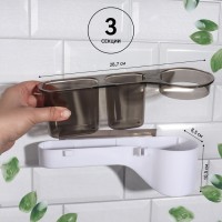 Органайзер настенный, 3 секции, с клеевыми крючками, 28.7×10.5×8.5 см, коричневый, белый
